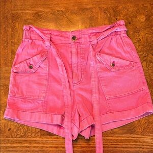 Old Navy Pink Women's Cargo Shorts, High Waisted tie front , 4 inch inseam